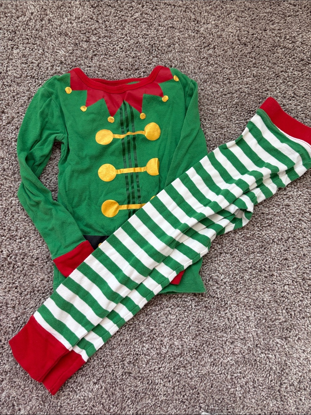 Wondershop Green and Red Elf Pajama Set with Gold Accents